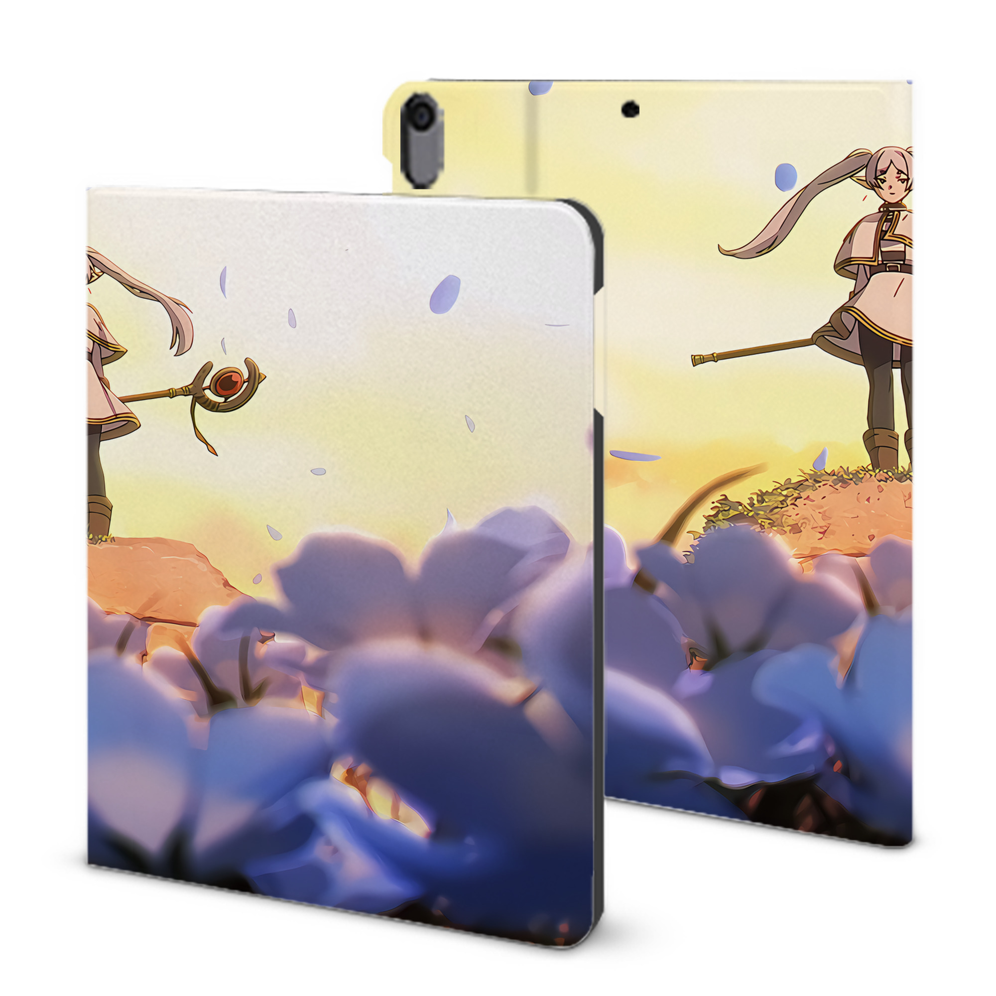 （画像用） 葬送のフリーレン Frieren IPad ケース ブック型 PUレザー TPU 耐衝撃 軽量 薄型 ペン収納なし 全面保護 IPad 各モデル対応